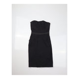 Dress Black Strapless Contrast Stitching Pocket Mi