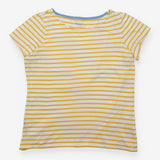 T-Shirt Striped Short Sleeve Cotton Yellow Cream