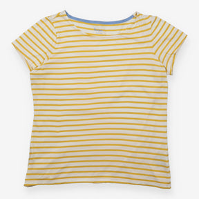 T-Shirt Striped Short Sleeve Cotton Yellow Cream