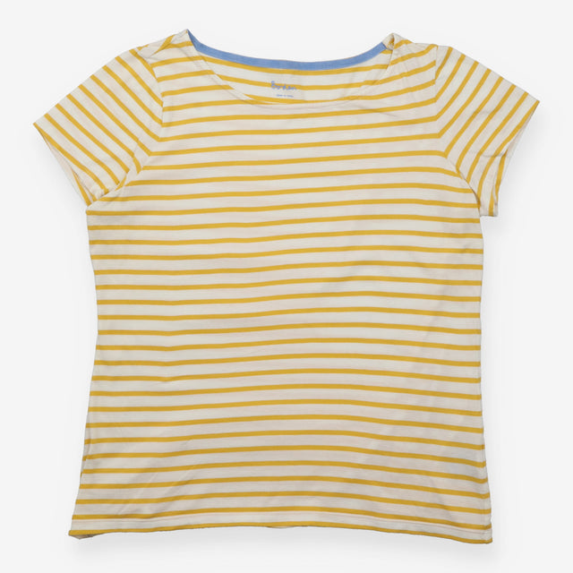 T-Shirt Striped Short Sleeve Cotton Yellow Cream