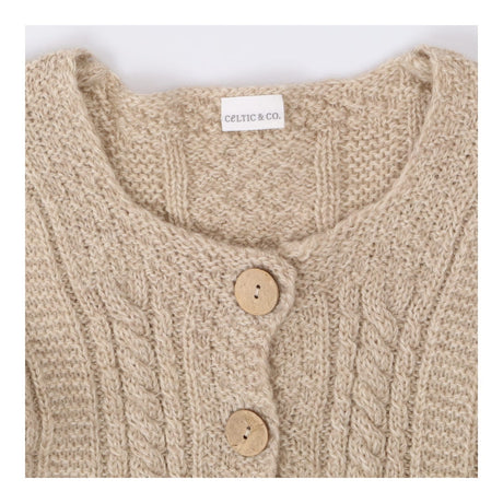 Chunky Wool Cable Knit Cardigan – Beige