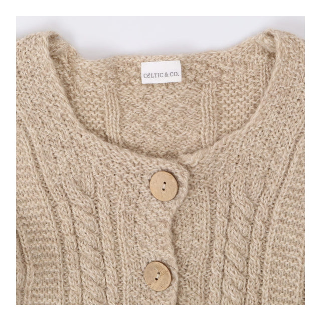 Chunky Wool Cable Knit Cardigan – Beige
