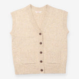 Oatmeal Wool Blend Button-Front Knitted Vest