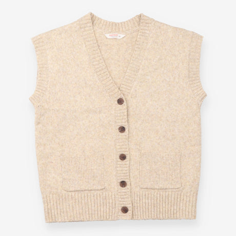 Oatmeal Wool Blend Button-Front Knitted Vest