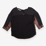 Oasis Black Bronze Metallic Panel Back Tie Blouse