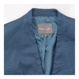 Slate Blue Collarless Tailored Blazer Jacket