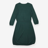 Knit Dress Dark Green Long Sleeve Fit Flare Textur