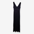 Navy Stretch Jersey V‑Neck Maxi Dress – Wide Strap