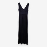 Navy Stretch Jersey V‑Neck Maxi Dress – Wide Strap