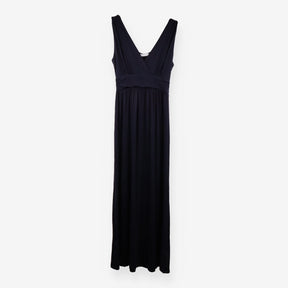 Navy Stretch Jersey V‑Neck Maxi Dress – Wide Strap