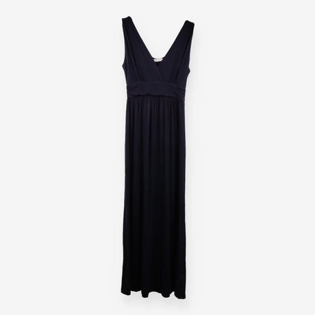 Navy Stretch Jersey V‑Neck Maxi Dress – Wide Strap