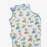 Sleeping Bag Blue Lined with Safari Animals and Di
