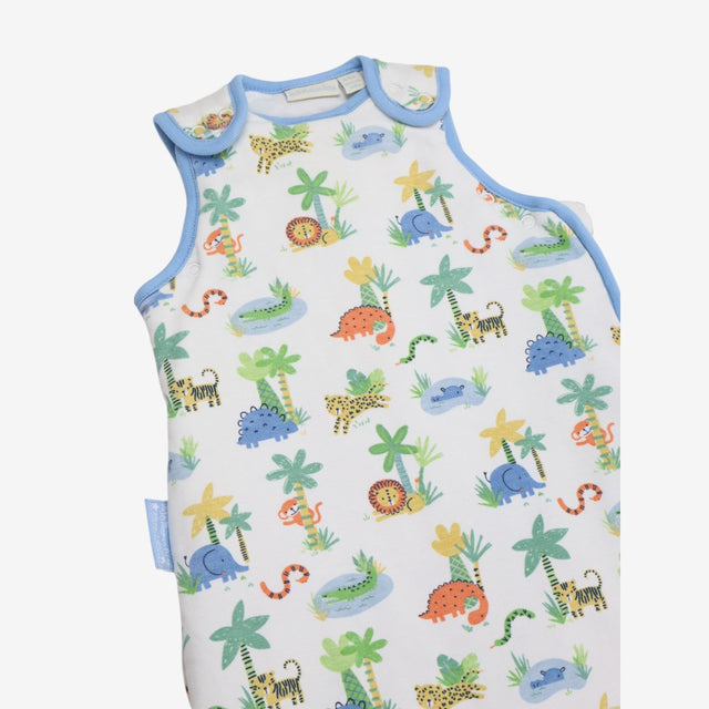 Sleeping Bag Blue Lined with Safari Animals and Di