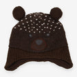 Hat brown bear knit padded