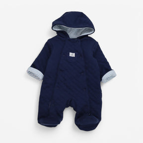 Pramsuit Blue Quilted with Elephant