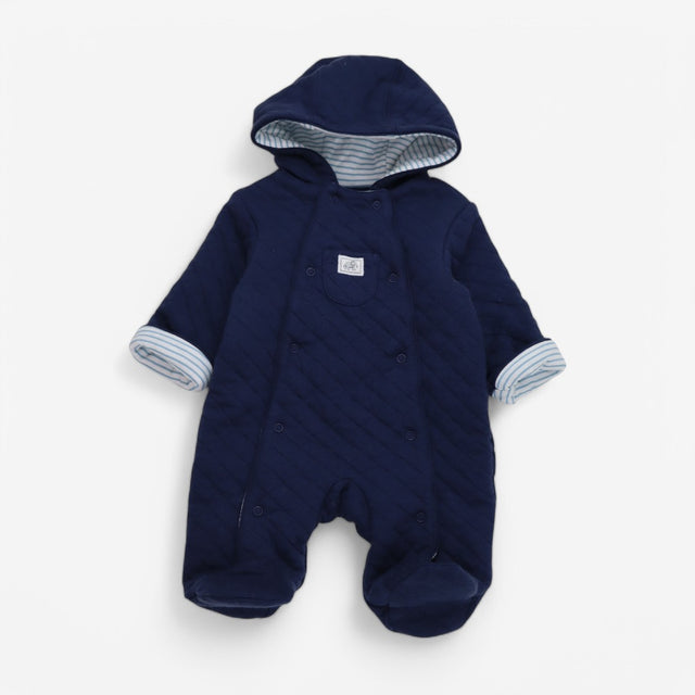Pramsuit Blue Quilted with Elephant