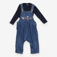 Blue Floral Dungarees and Long Sleeve