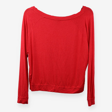 Red Scoop Neck Long Sleeve Top Viscose Stretch Jer