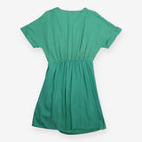  Green Short Sleeve Side Tie Wrap Mini Dr