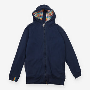Hoodie navy zip stripe hood