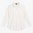 Blouse White V-Neck Long Sleeve Oversized Dip Hem