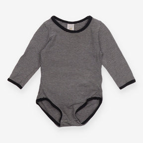 Bodysuit black white stripe LS easysuit
