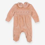 Sleepsuit Collared Velour Pink Floral