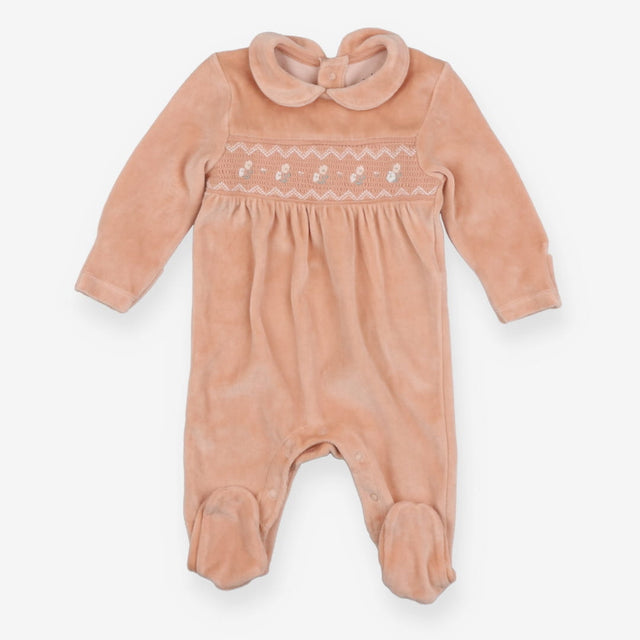 Sleepsuit Collared Velour Pink Floral