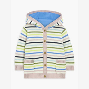 John Lewis Baby Stripe Knit Hooded Cardigan