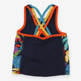 Sports Top Cross Over Straps - Navy with Tropical 