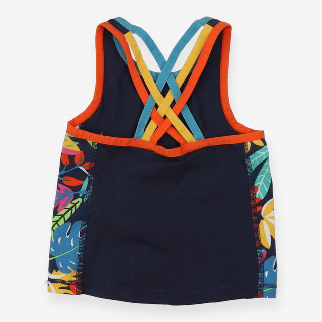 Sports Top Cross Over Straps - Navy with Tropical 