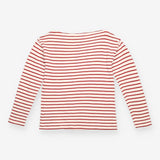 Striped Long Sleeve Cotton Top Red Whit