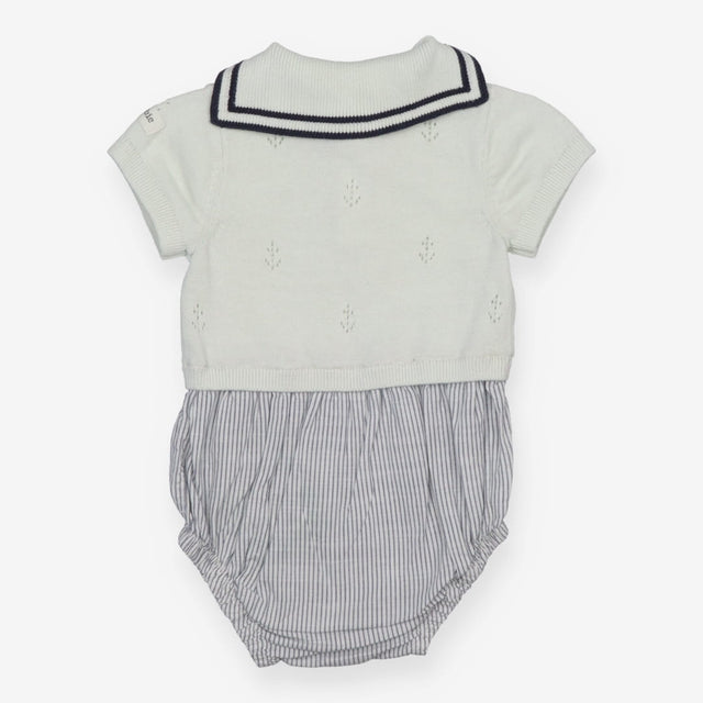 Romper White Blue Stripe Sailor