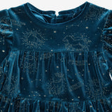 Dress Green Velour with Gold Harry Potter Print
