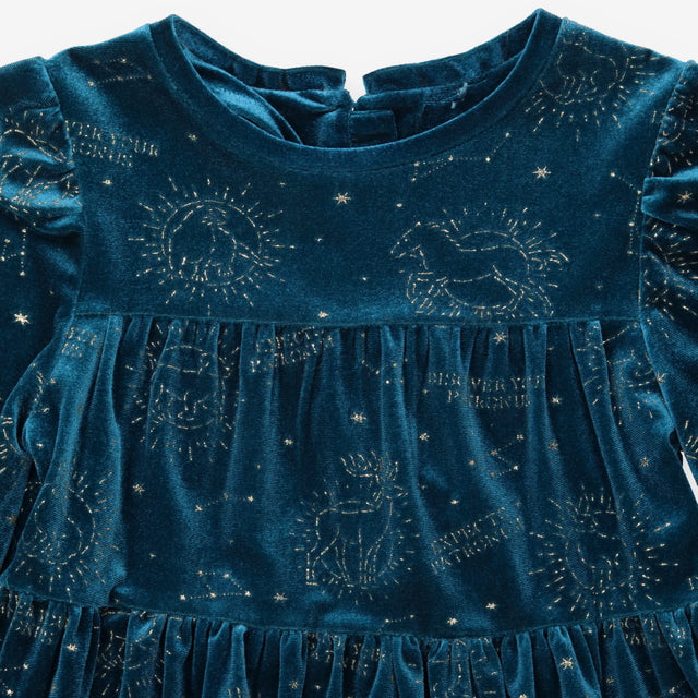 Dress Green Velour with Gold Harry Potter Print