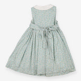 Dress Sleeveless White Collared Green and Blue Flo
