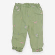 Green Cargo Trousers with Flowers