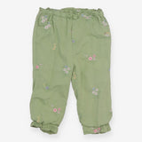 Green Cargo Trousers with Flowers
