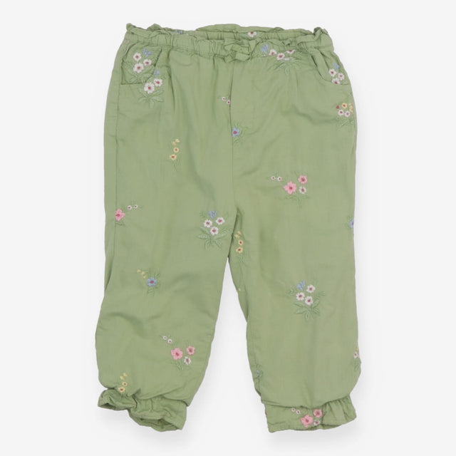 Green Cargo Trousers with Flowers