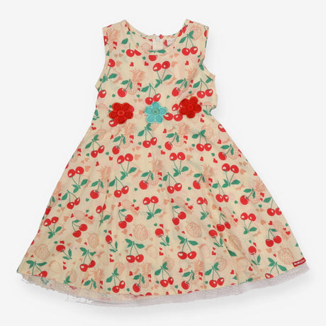 Dress cotton cream cherries pineapples