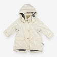 Raincoat cream with silver and visor on hood