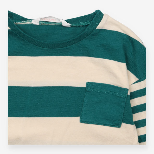 Green and Cream Striped Long Sleeve