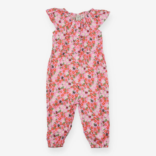Pink floral fun playsuit with insects