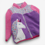 Fleece jacket reversible pink purple unicorn flora