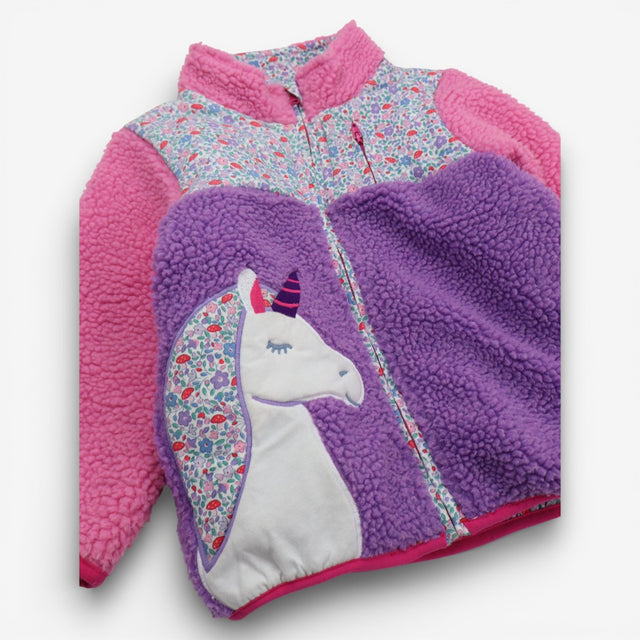 Fleece jacket reversible pink purple unicorn flora